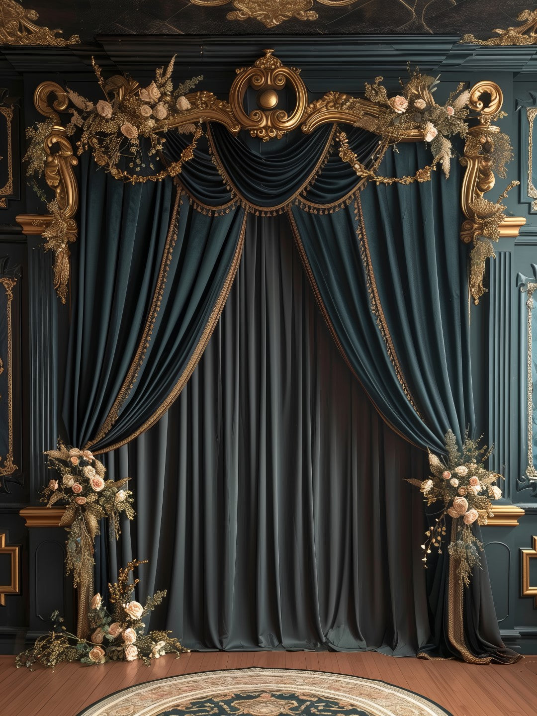 Makeup Studio Black Gold Glam Background