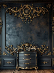 Salon Wall Backdrop in Luxury Black & Gold