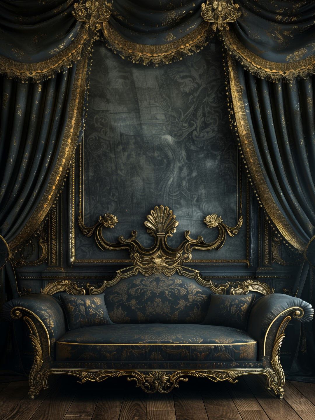 Golden Touch – Luxury Black Wall Backdrop