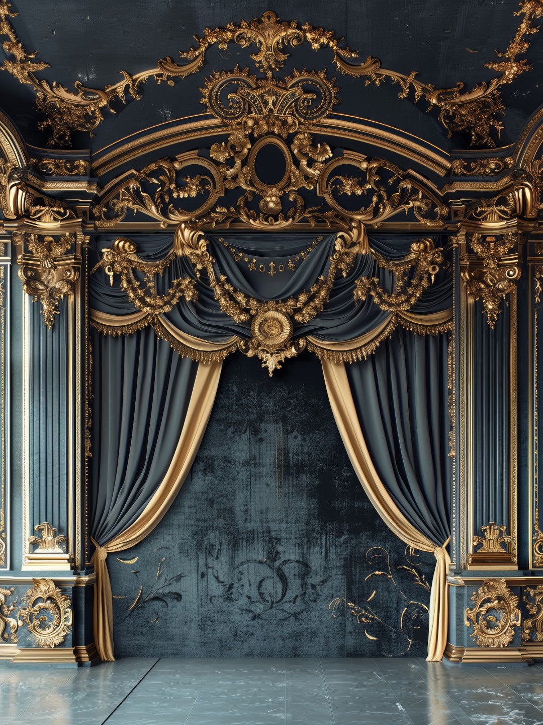 Luxury Black and Gold Makeup Artist Backdrop for Studio & Salon