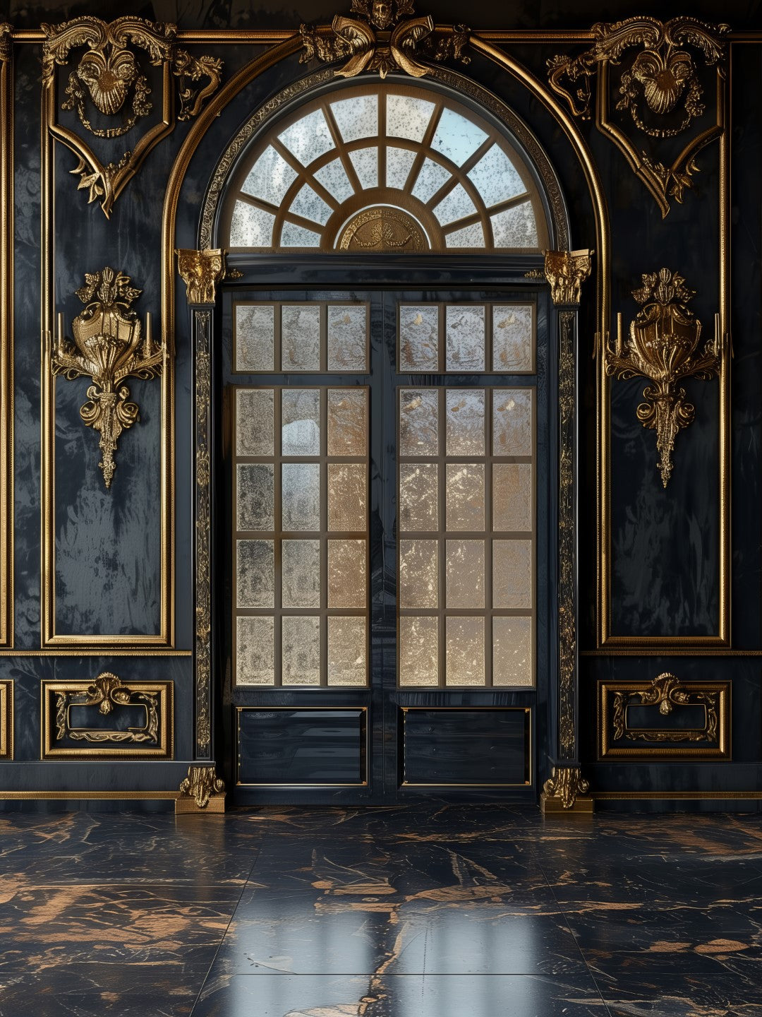 Photography-Friendly Black and Gold Glam Door