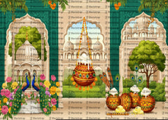 Peacock Feather Krishna Theme Backdrop