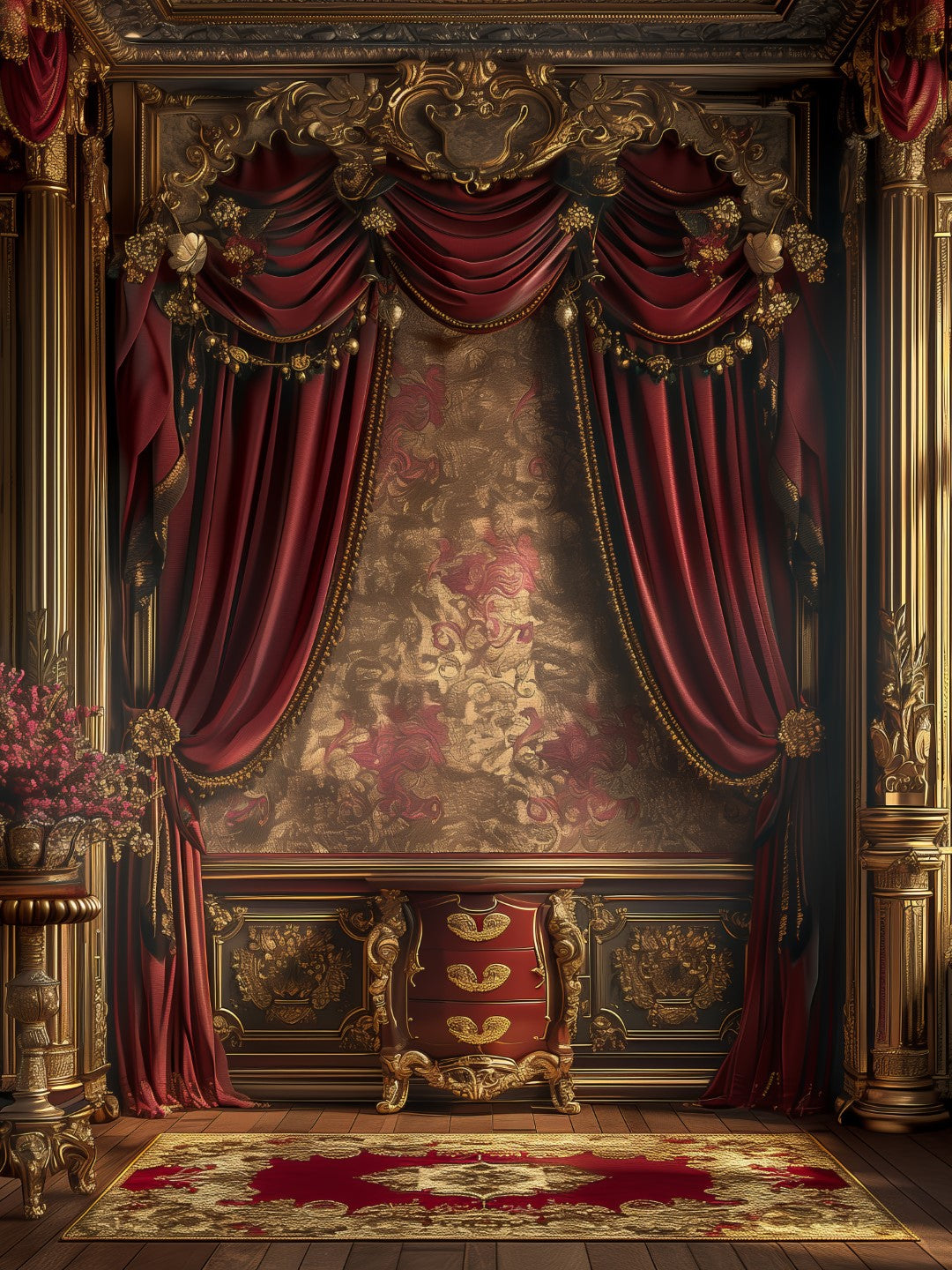 Professional Burgundy Glam Wall Backdrop