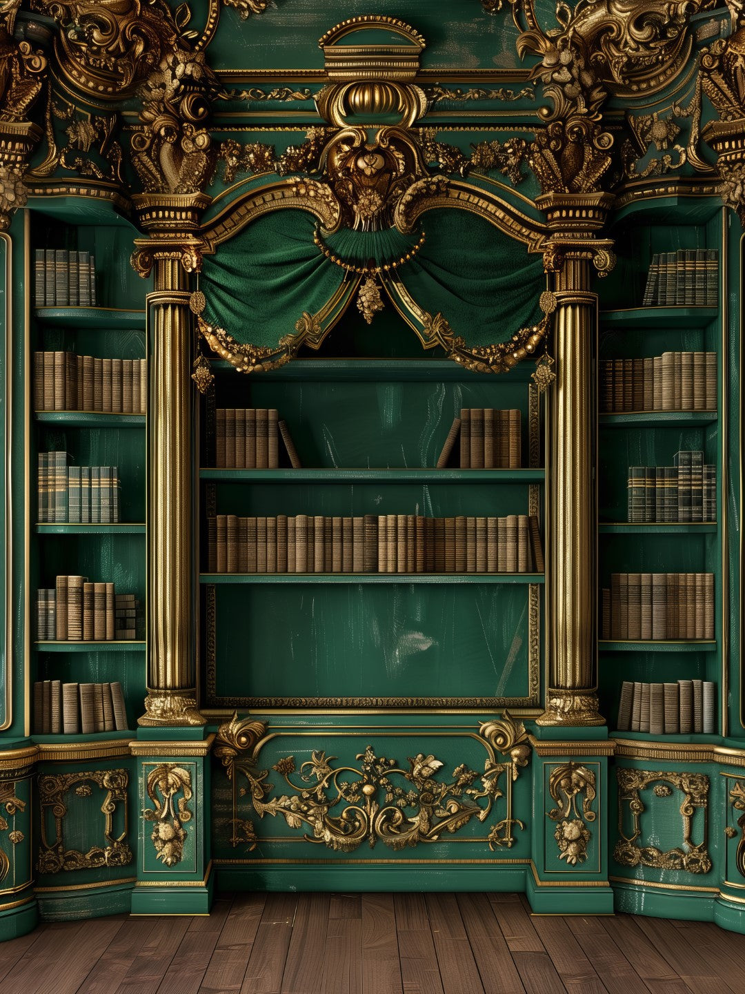 Luxurious Deep Green Makeup Artist Backdrop for Studio
