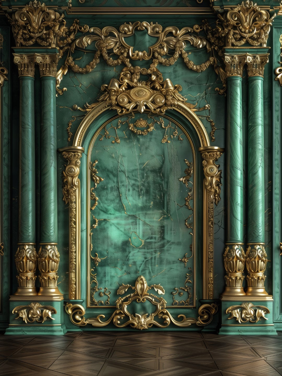 Emerald Elegance Wall Backdrop for Professional Makeup Studio Setup