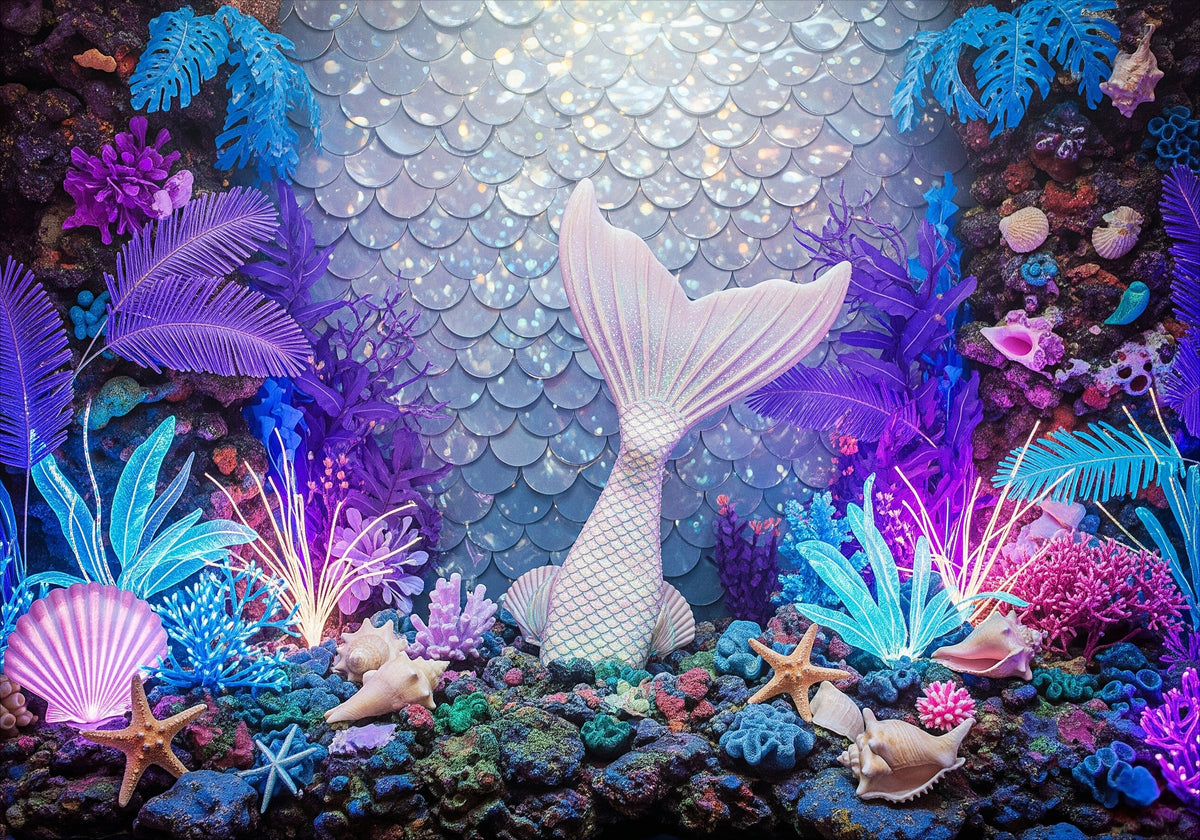 Mermaid Tail Magic Printed Underwater-Themed Backdrop