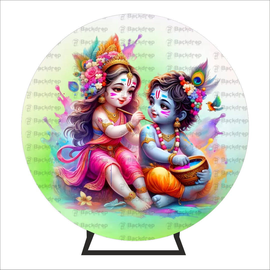 Krishna with Radha Theme Holi Backdrop