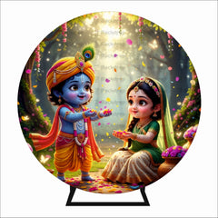 Krishna with Radha Theme Backdrop