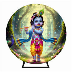Krishna Playing Flute Backdrop