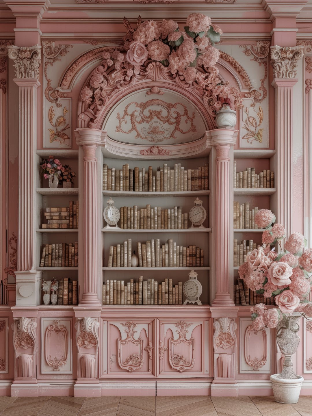Pink Book Shelf Backdrop | Premium Studio Backdrop for Photoshoots